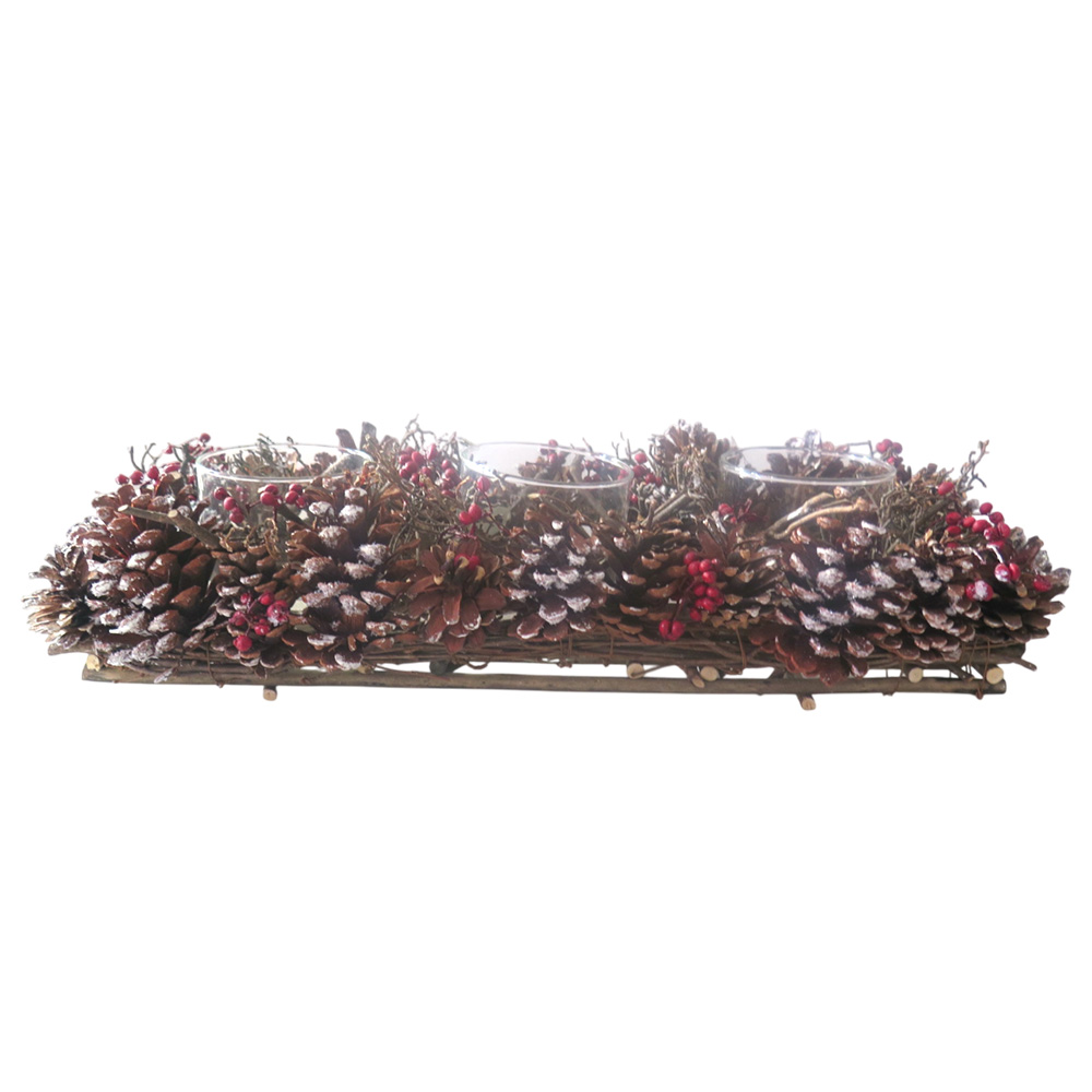 Frosted Pinecone Candle Tray