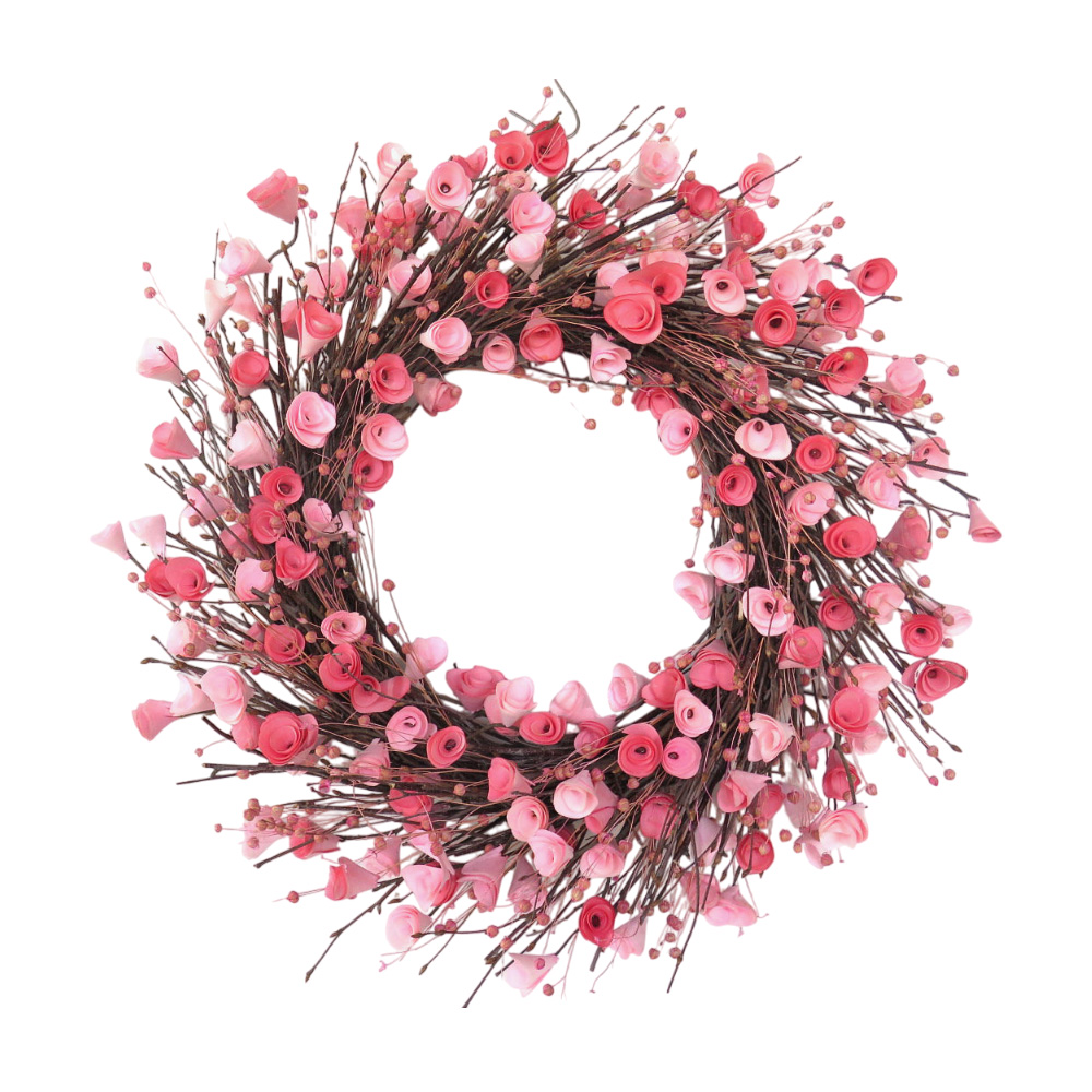 Curl Wood Flower with Twigs Wreath
