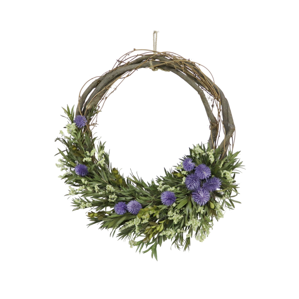 Dried Crystal Flowers and Preserved Bottlebrush Wreath