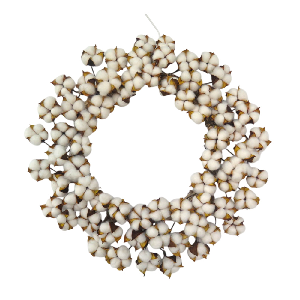Faux Cotton Blossom Wreath